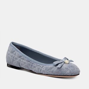 DIOR BALLET FLAT Blue Cannage Embroidered Denim size 38.5